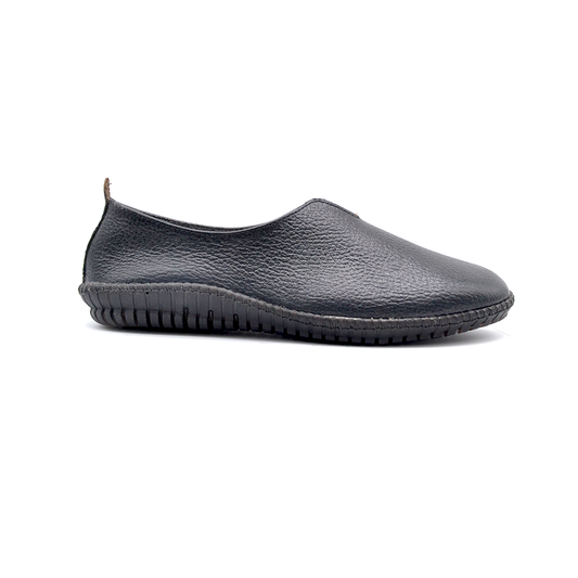 ShoeBox Orthopedic slide, 1 cm heel, genuine leather, model 51, black