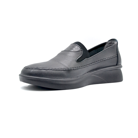ShoeBox Orthopedic slide, 1 cm heel, genuine leather, model 94, black