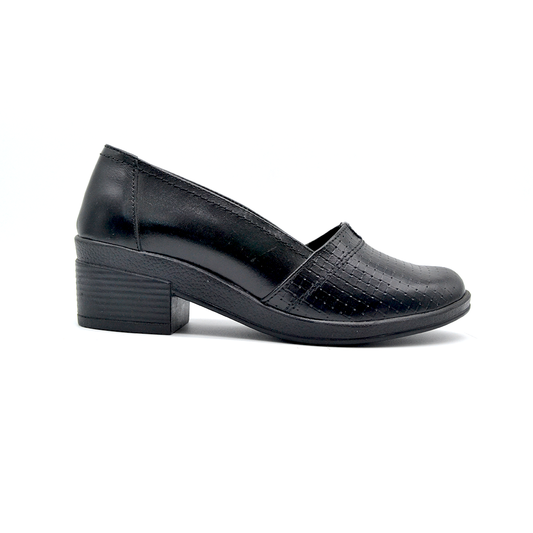 ShoeBox Orthopedic heeled shoe, 3 cm heel, genuine leather, model 01, black