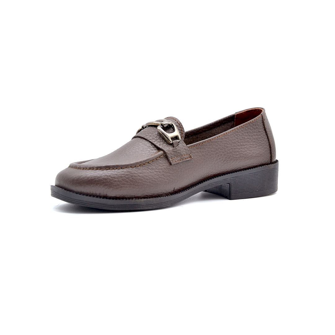 ShoeBox Orthopedic heeled shoe, 3 cm heel, genuine leather, model 03, brown