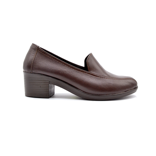 ShoeBox Orthopedic heeled shoe, 5 cm heel, genuine leather, model 04, brown