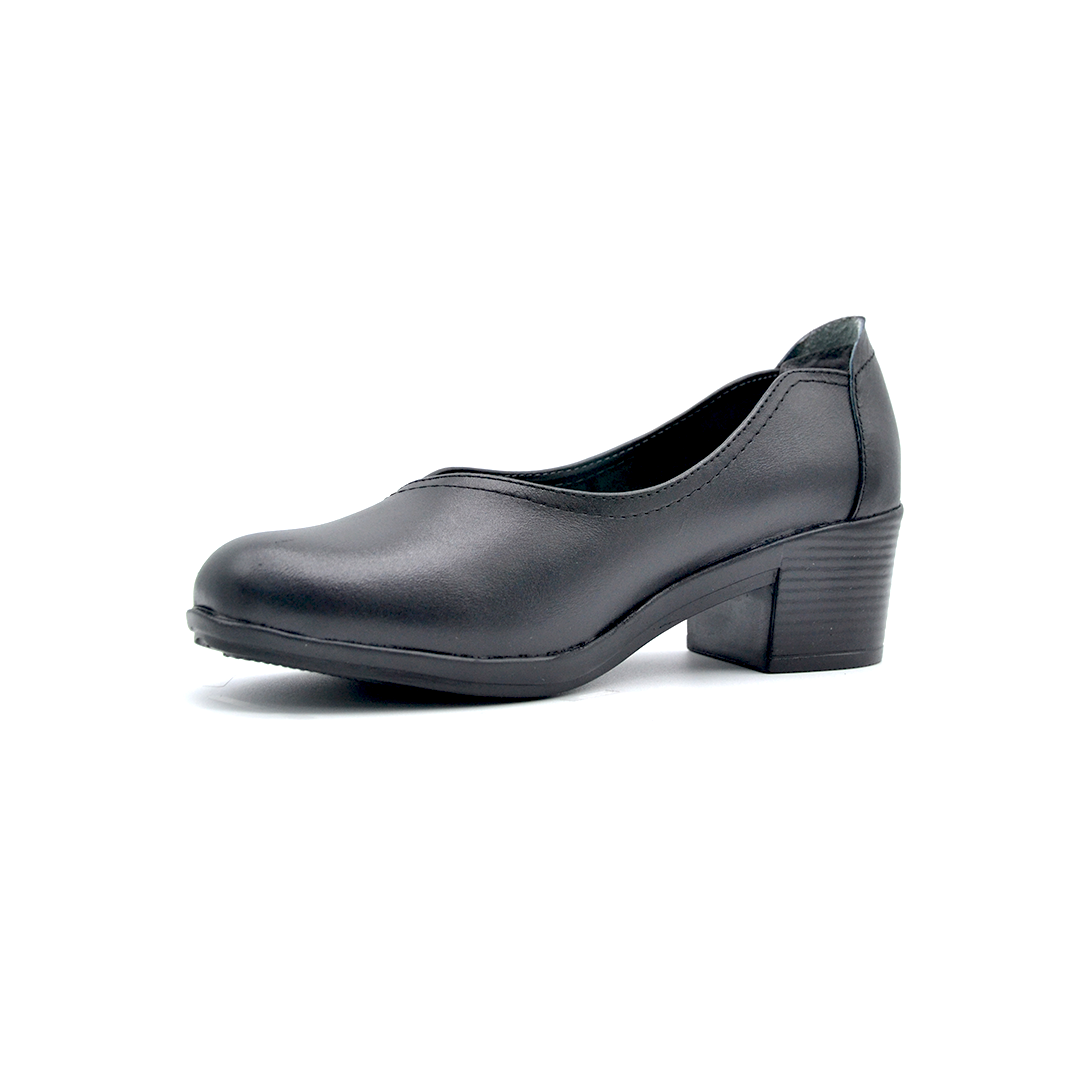 ShoeBox Orthopedic heeled shoe, 5 cm heel, genuine leather, model 05, black