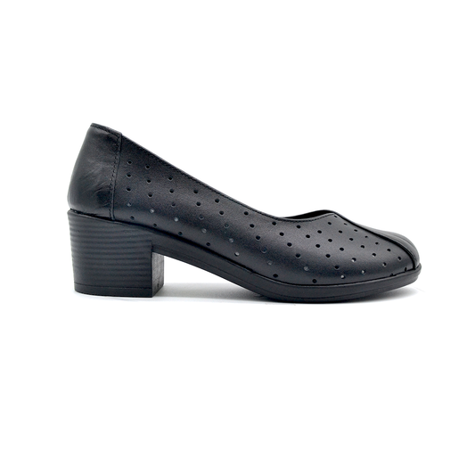 ShoeBox Orthopedic heeled shoe, 5 cm heel, genuine leather, model 06, black