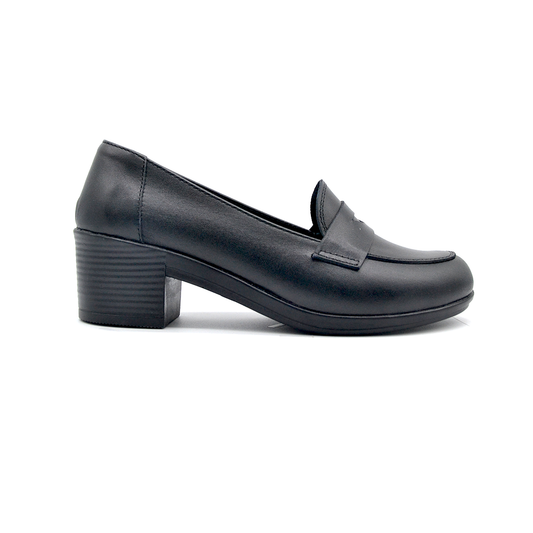 ShoeBox Orthopedic heeled shoe, 5 cm heel, genuine leather, model 11, black