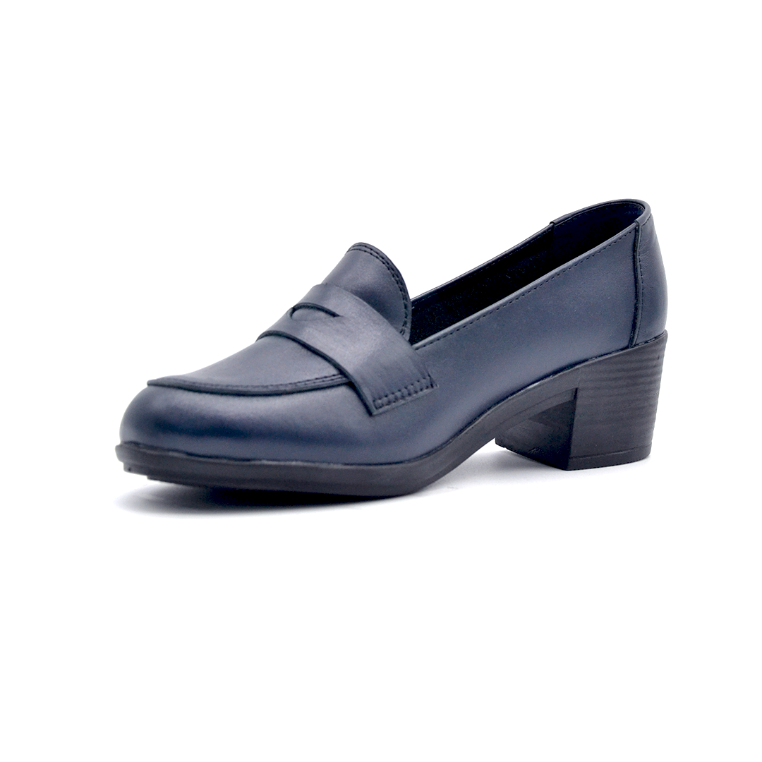 ShoeBox Orthopedic heeled shoe, 5 cm heel, genuine leather, model 11, navy