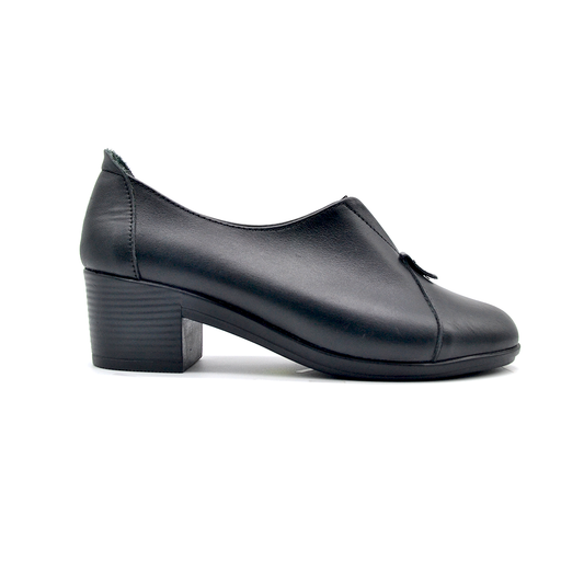ShoeBox Orthopedic heeled shoe, 5 cm heel, genuine leather, model 12, black