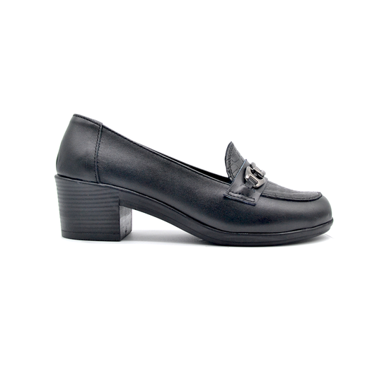 ShoeBox Orthopedic heeled shoe, 5 cm heel, genuine leather, model 13, black