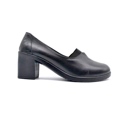ShoeBox Orthopedic heeled shoe, 6 cm heel, genuine leather, model 15, black