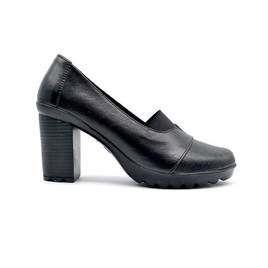 ShoeBox Orthopedic heeled shoe, 8 cm heel, genuine leather, model 36, black