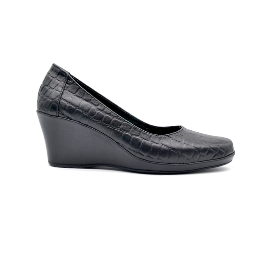 ShoeBox Orthopedic Rocky shoe, 6 cm heel, genuine leather, model 62, black