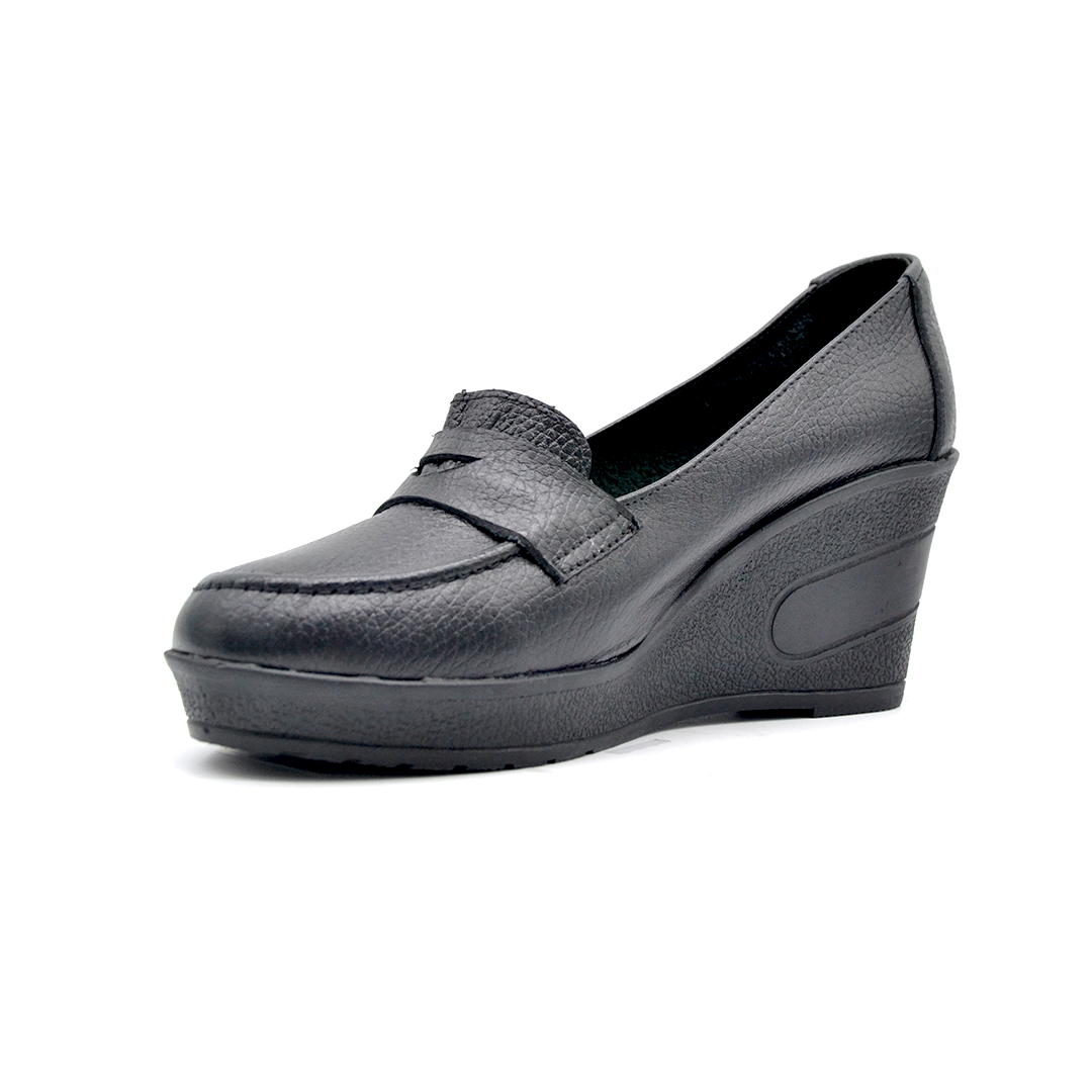 ShoeBox Orthopedic Rocky shoe, 6 cm heel, genuine leather, model 66, black