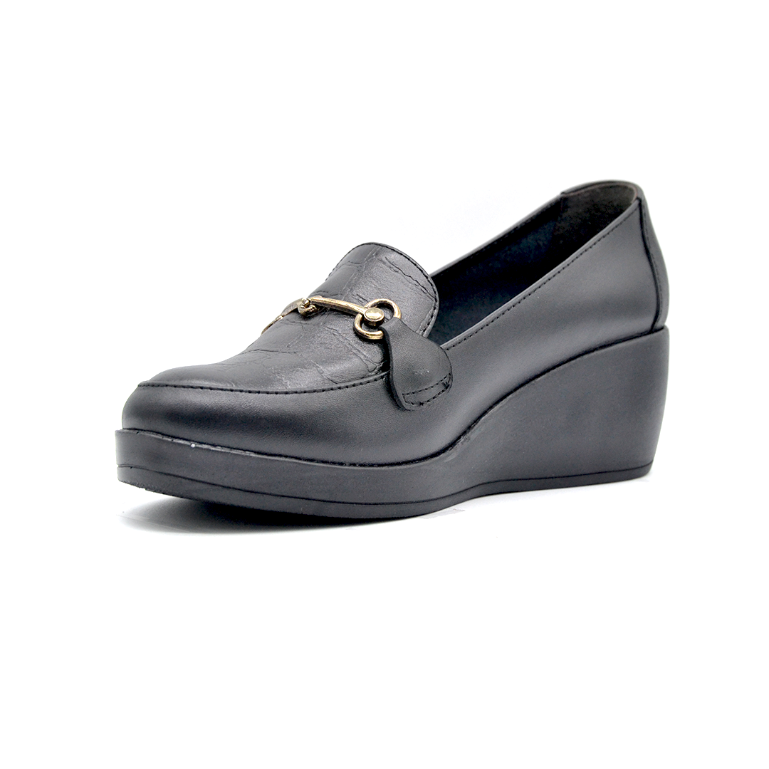 ShoeBox Orthopedic Rocky shoe, 6 cm heel, genuine leather, model 91, black