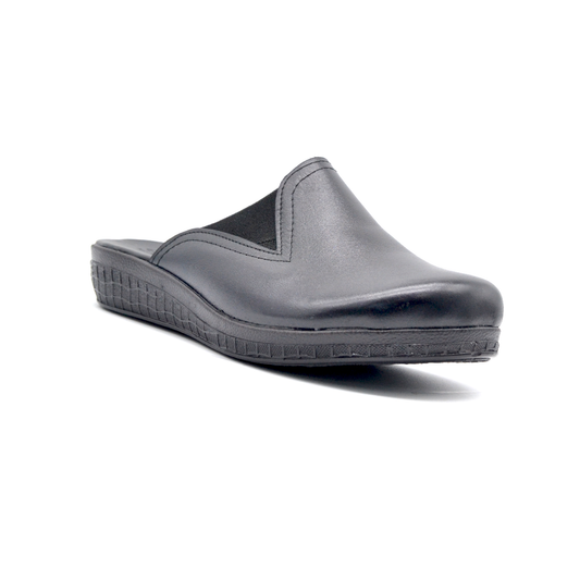 ShoeBox Orthopedic Sabo clog, 2 cm heel, genuine leather, model 75, black