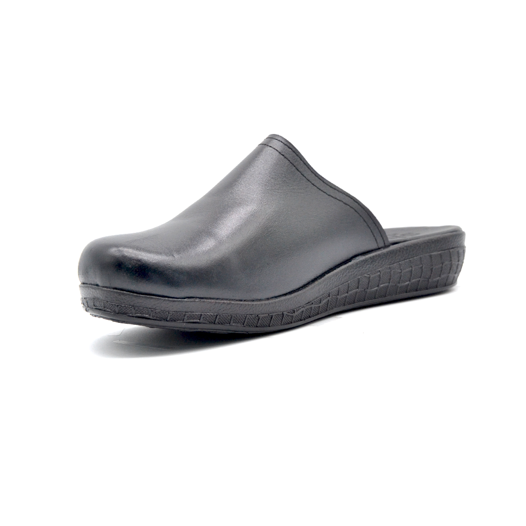 ShoeBox Orthopedic Sabo clog, 2 cm heel, genuine leather, model 75, black