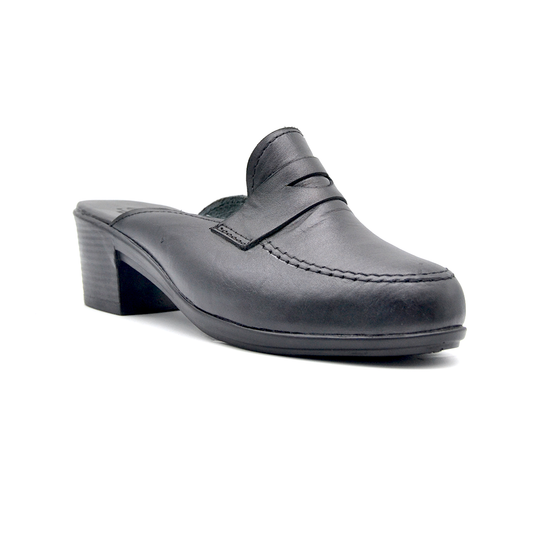 ShoeBox Orthopedic Sabo clog, 3 cm heel, genuine leather, model 98, black