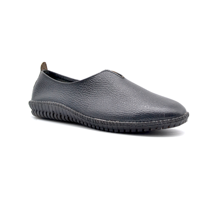 ShoeBox Orthopedic slide, 1 cm heel, genuine leather, model 51, black