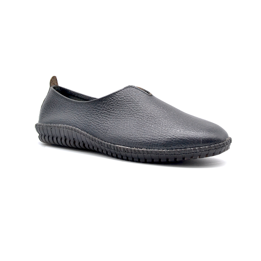 ShoeBox Orthopedic slide, 1 cm heel, genuine leather, model 51, black