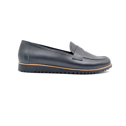 ShoeBox Orthopedic slide, 1 cm heel, genuine leather, model 52, black