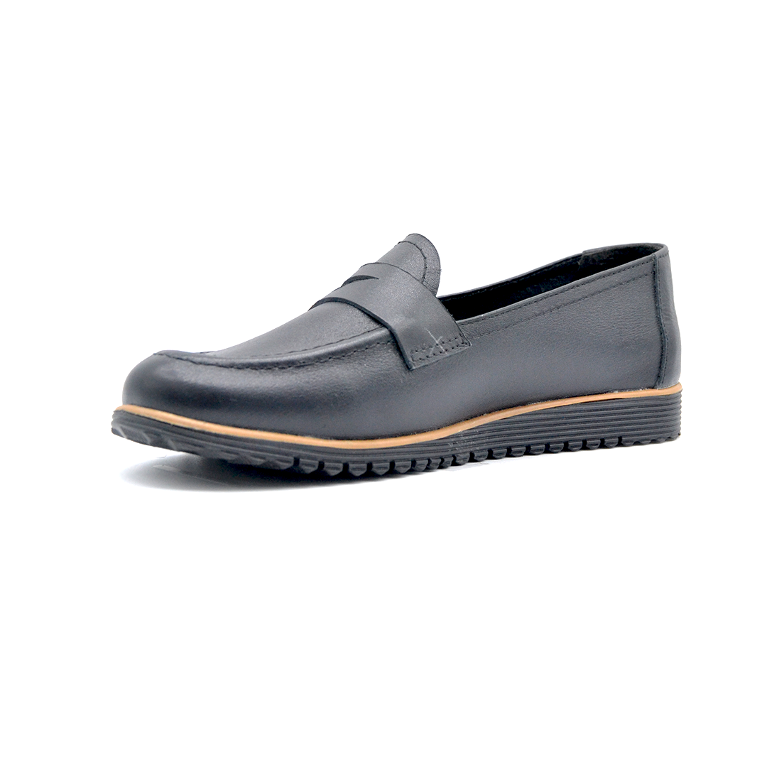 ShoeBox Orthopedic slide, 1 cm heel, genuine leather, model 52, black