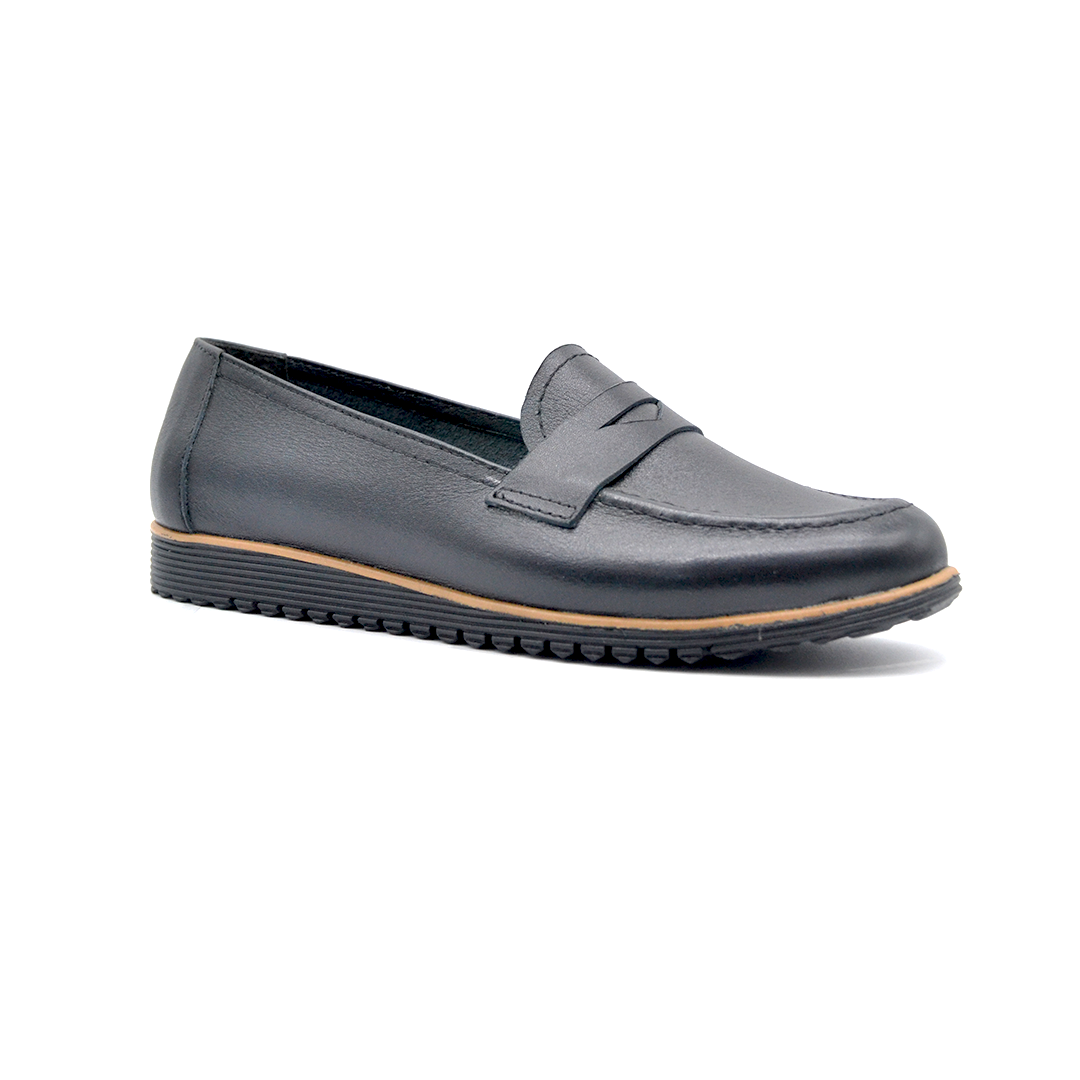 ShoeBox Orthopedic slide, 1 cm heel, genuine leather, model 52, black
