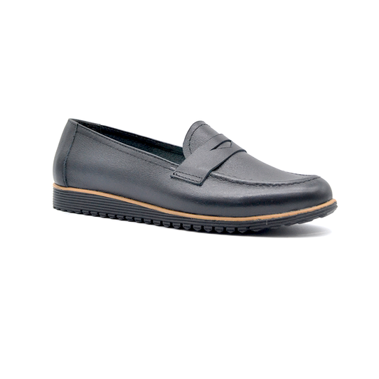 ShoeBox Orthopedic slide, 1 cm heel, genuine leather, model 52, black