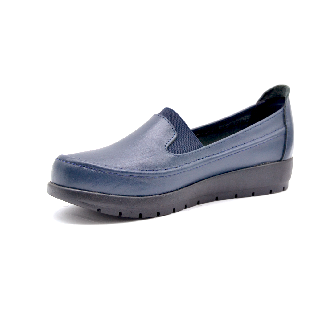 ShoeBox Orthopedic slide, 2 cm heel, genuine leather, model 53, navy