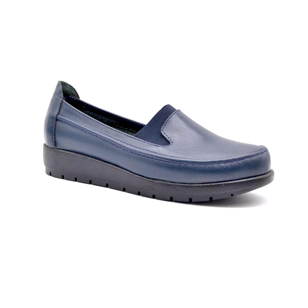 ShoeBox Orthopedic slide, 2 cm heel, genuine leather, model 53, navy