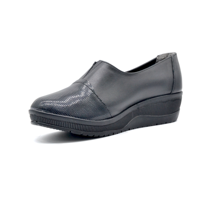 ShoeBox Orthopedic slide, 2 cm heel, genuine leather, model 56, black