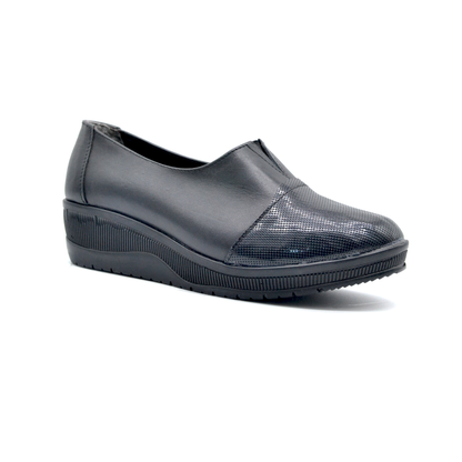 ShoeBox Orthopedic slide, 2 cm heel, genuine leather, model 56, black