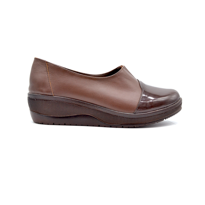 ShoeBox Orthopedic slide, 2 cm heel, genuine leather, model 56, brown