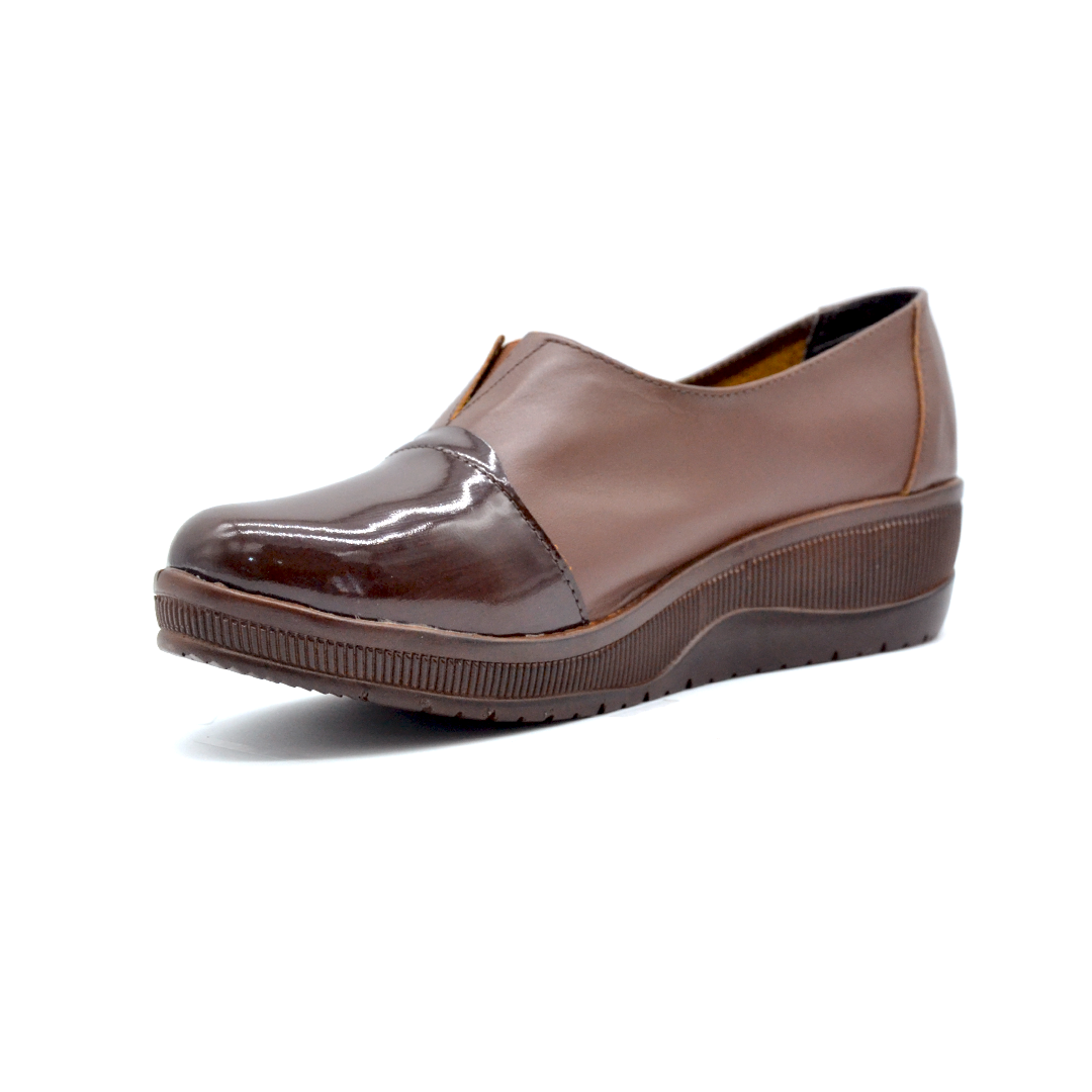 ShoeBox Orthopedic slide, 2 cm heel, genuine leather, model 56, brown