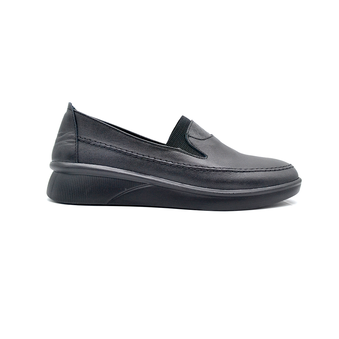 ShoeBox Orthopedic slide, 1 cm heel, genuine leather, model 94, black