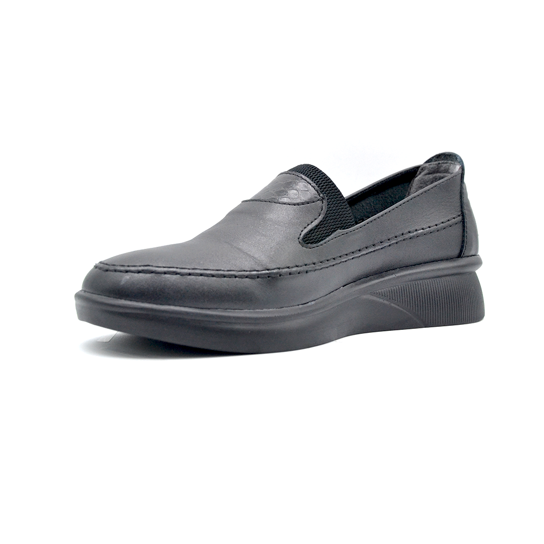 ShoeBox Orthopedic slide, 1 cm heel, genuine leather, model 94, black