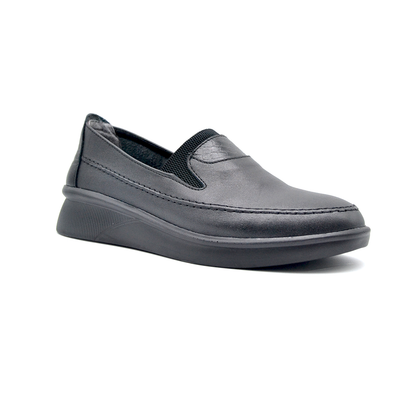 ShoeBox Orthopedic slide, 1 cm heel, genuine leather, model 94, black