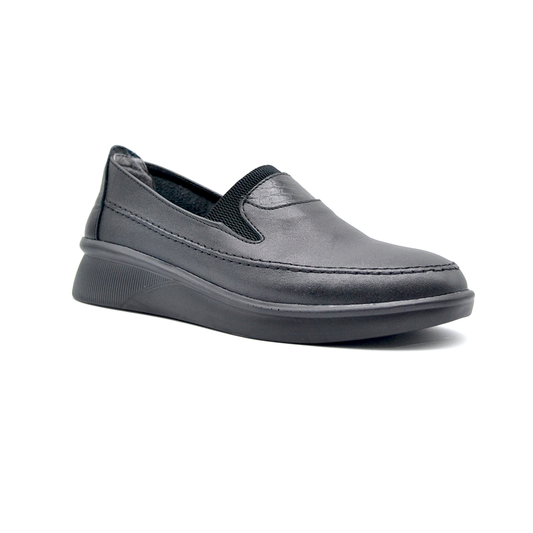 ShoeBox Orthopedic slide, 1 cm heel, genuine leather, model 94, black