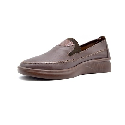 ShoeBox Orthopedic slide, 1 cm heel, genuine leather, model 94, brown