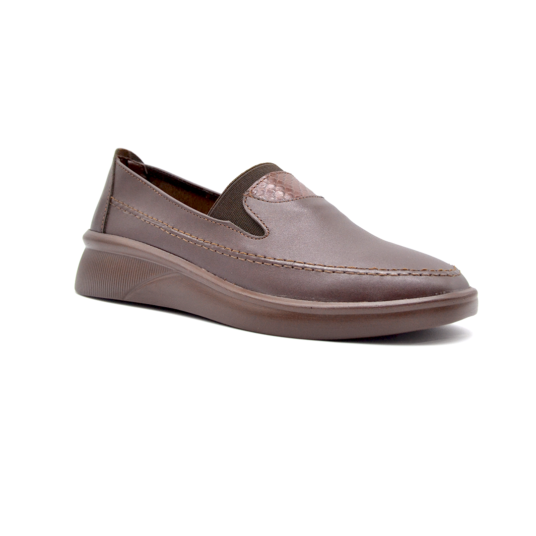 ShoeBox Orthopedic slide, 1 cm heel, genuine leather, model 94, brown