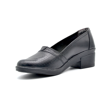 ShoeBox Orthopedic heeled shoe, 3 cm heel, genuine leather, model 01, black
