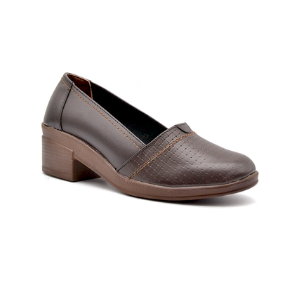 ShoeBox Orthopedic heeled shoe, 3 cm heel, genuine leather, model 01, brown