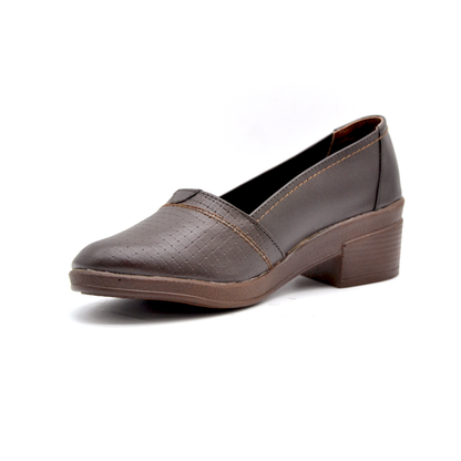 ShoeBox Orthopedic heeled shoe, 3 cm heel, genuine leather, model 01, brown