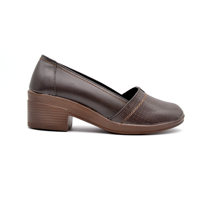 ShoeBox Orthopedic heeled shoe, 3 cm heel, genuine leather, model 01, brown
