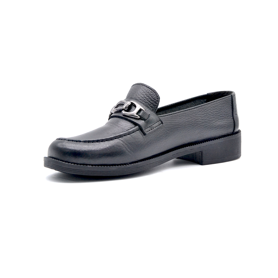 ShoeBox Orthopedic heeled shoe, 3 cm heel, genuine leather, model 03, black