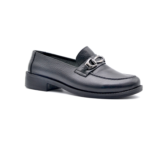 ShoeBox Orthopedic heeled shoe, 3 cm heel, genuine leather, model 03, black