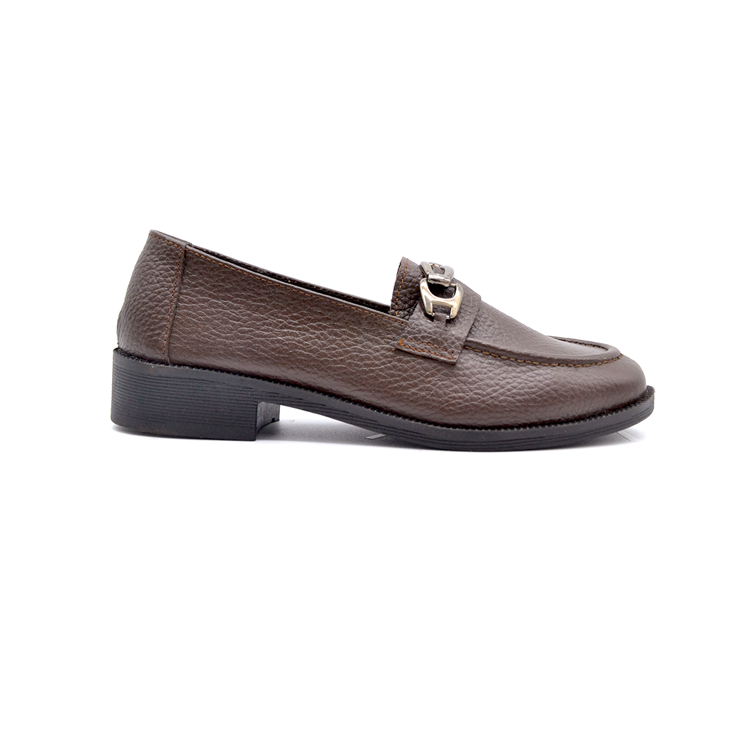 ShoeBox Orthopedic heeled shoe, 3 cm heel, genuine leather, model 03, brown