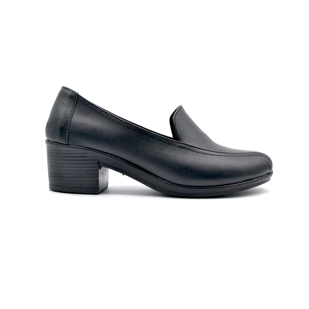 ShoeBox Orthopedic heeled shoe, 5 cm heel, genuine leather, model 04, black