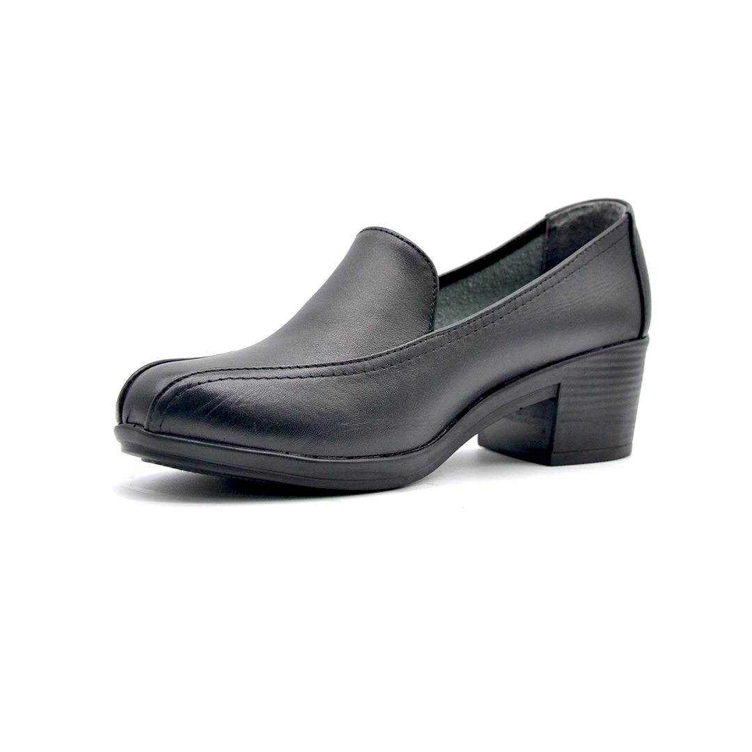 ShoeBox Orthopedic heeled shoe, 5 cm heel, genuine leather, model 04, black