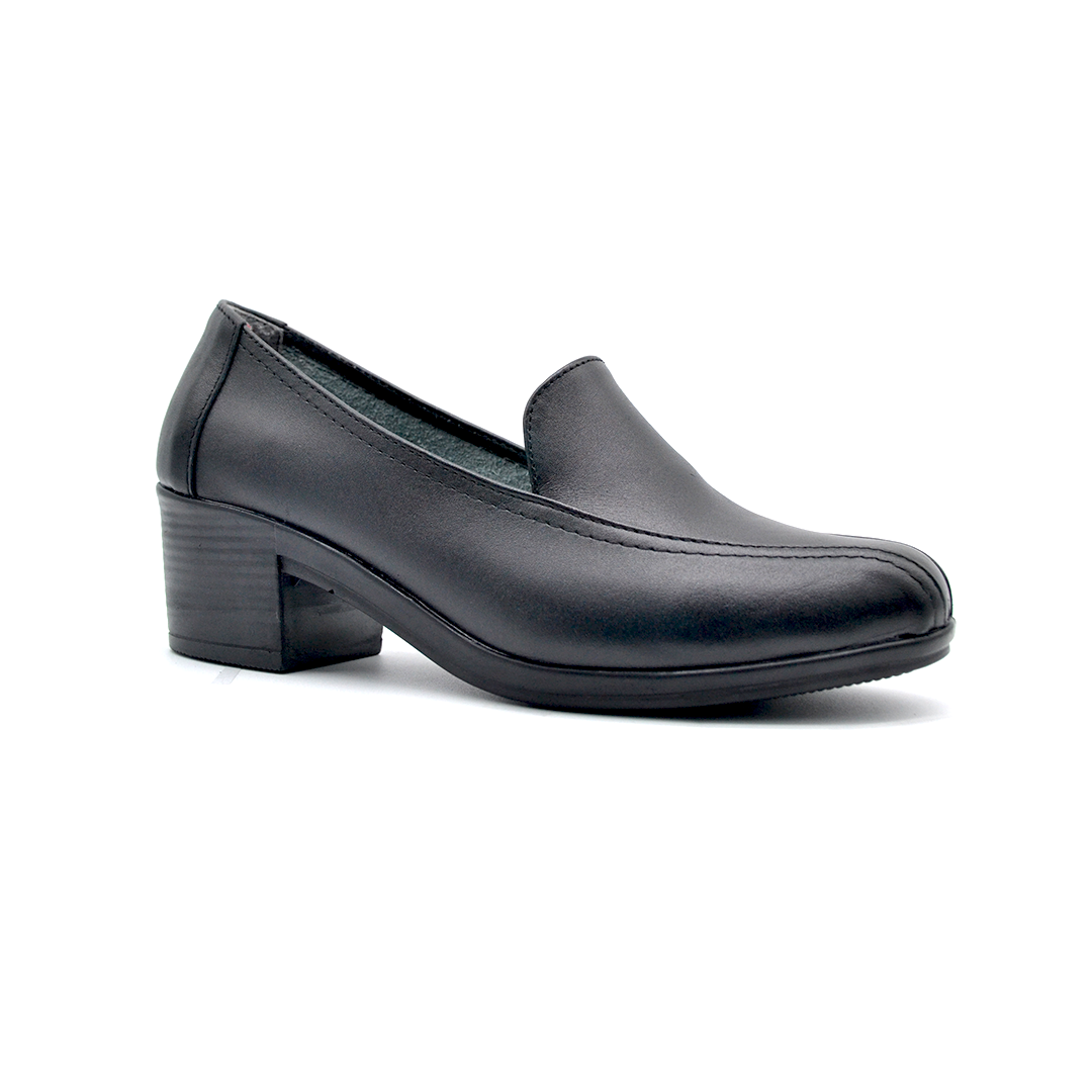 ShoeBox Orthopedic heeled shoe, 5 cm heel, genuine leather, model 04, black