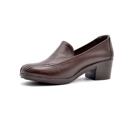 ShoeBox Orthopedic heeled shoe, 5 cm heel, genuine leather, model 04, brown