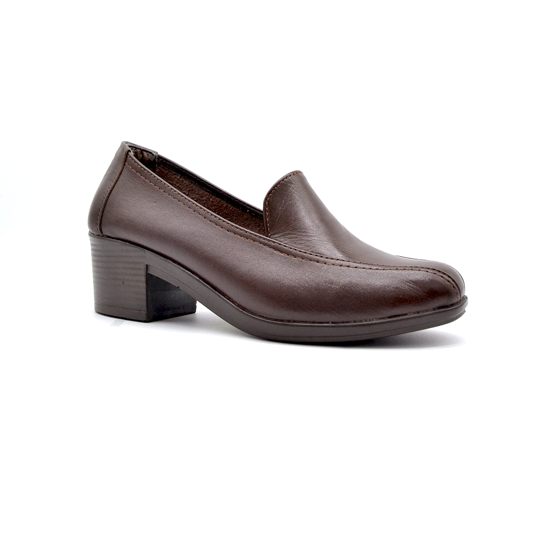 ShoeBox Orthopedic heeled shoe, 5 cm heel, genuine leather, model 04, brown