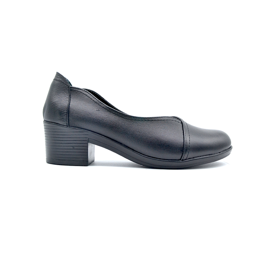 ShoeBox Orthopedic heeled shoe, 5 cm heel, genuine leather, model 05, black